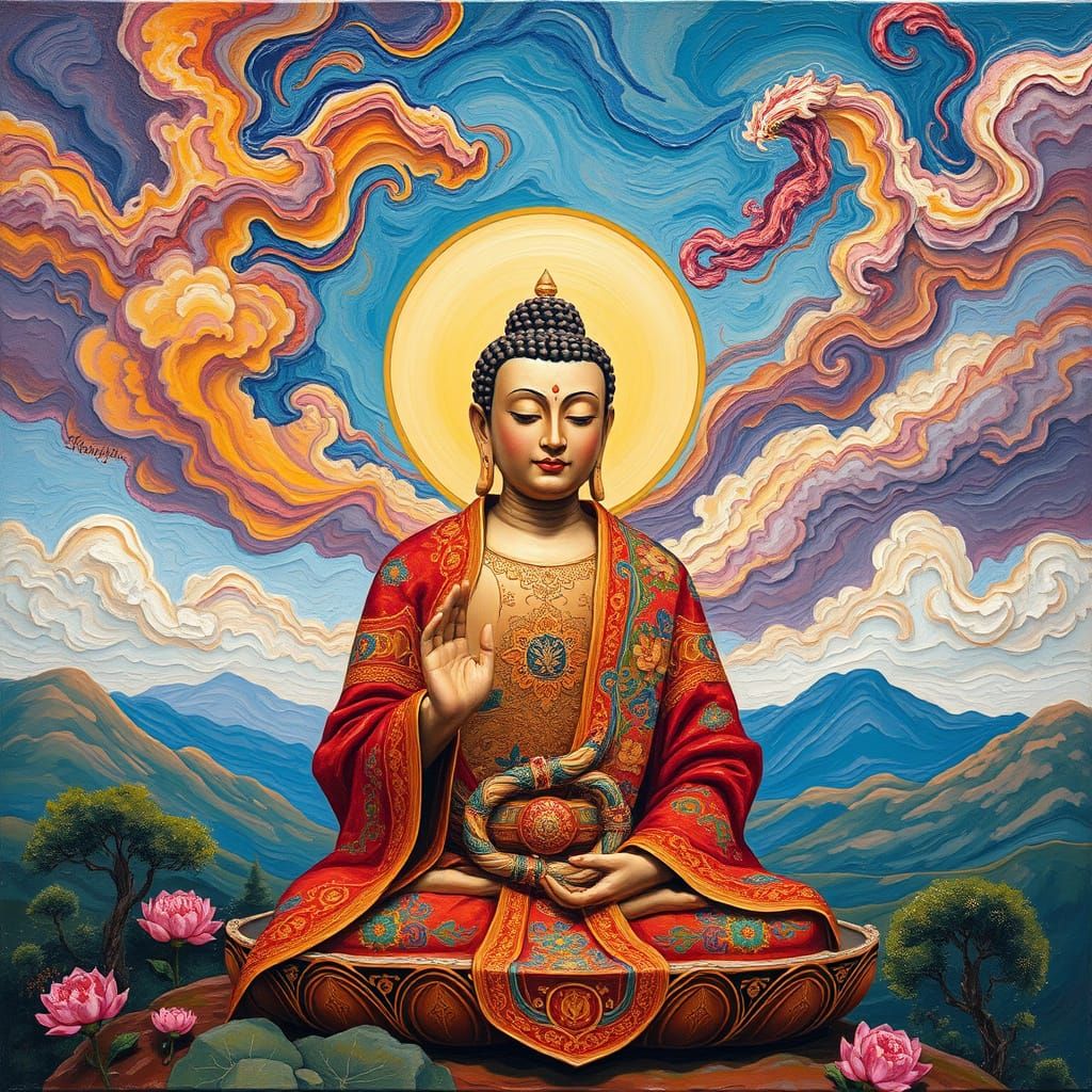 Bodhisattva Vajradhara in Serene Landscape
