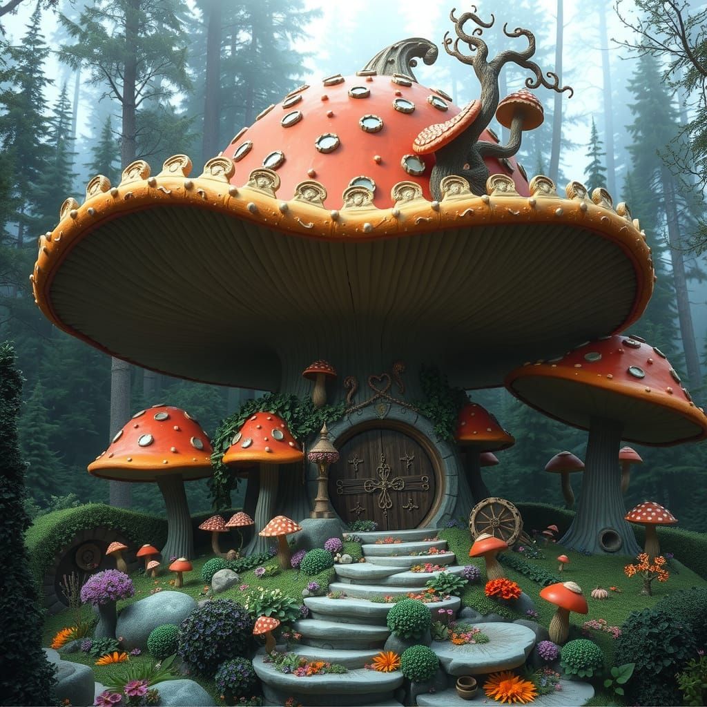 A giant mushroom house  by @Ankh