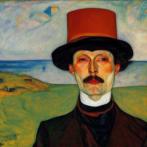 Don't hate hat, love fedoras! 
By Egon Schiele and James Ens...