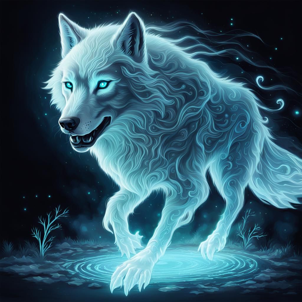 Ghostly Wolf. - Ai Generated Artwork - Nightcafe Creator