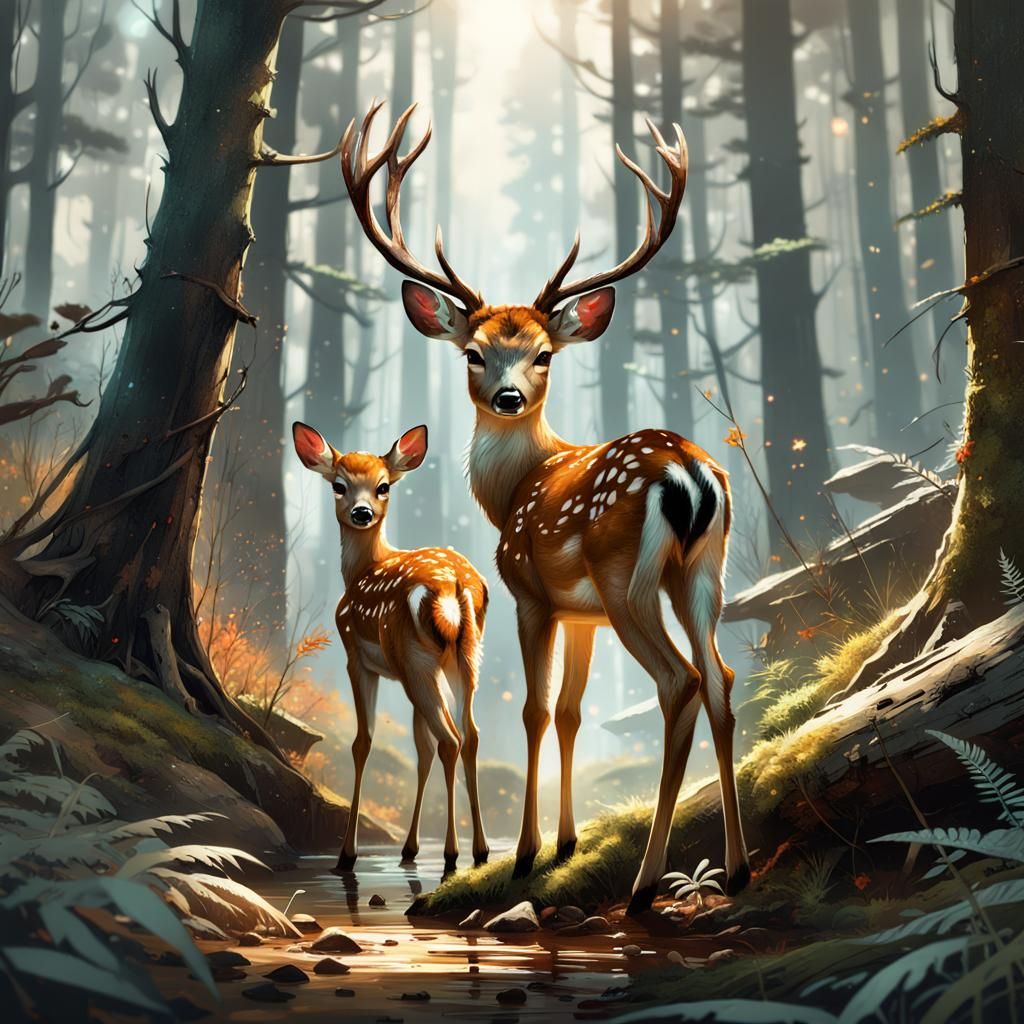 Young deer, forward and back  by @Drivers