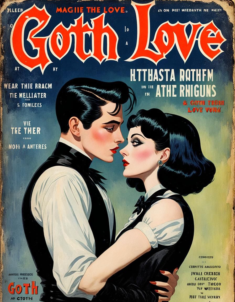 Pulp Goth Love Cover #16 - AI Generated Artwork - NightCafe Creator