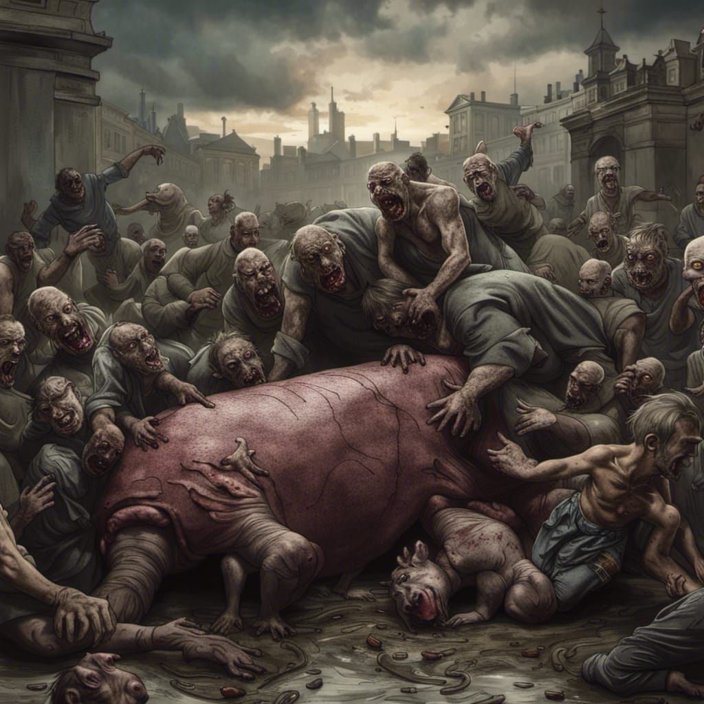 Zombies Eating A Hippopotamus