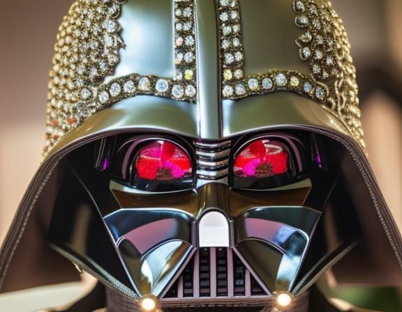 Darth Vader full helmet encrusted with Jewels, full Gold bli...