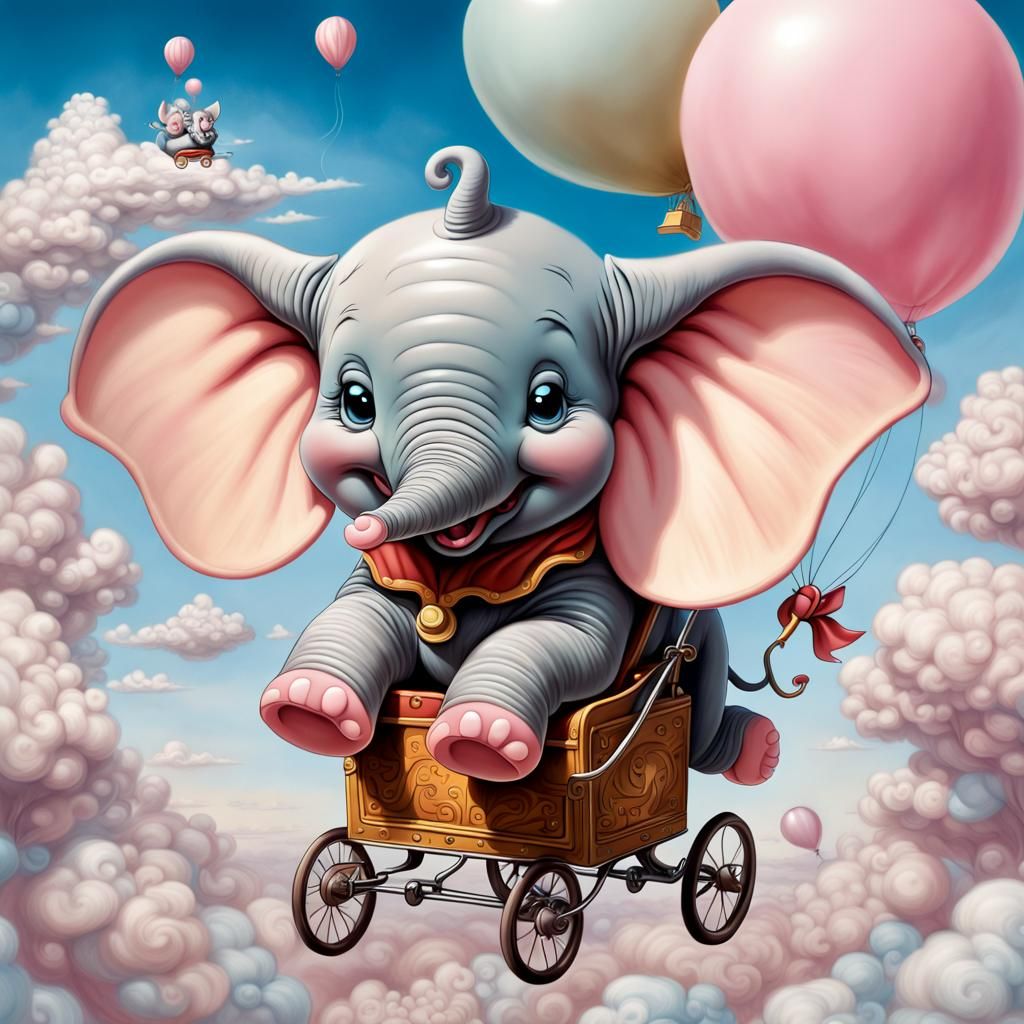 Elephant floating with balloons 2