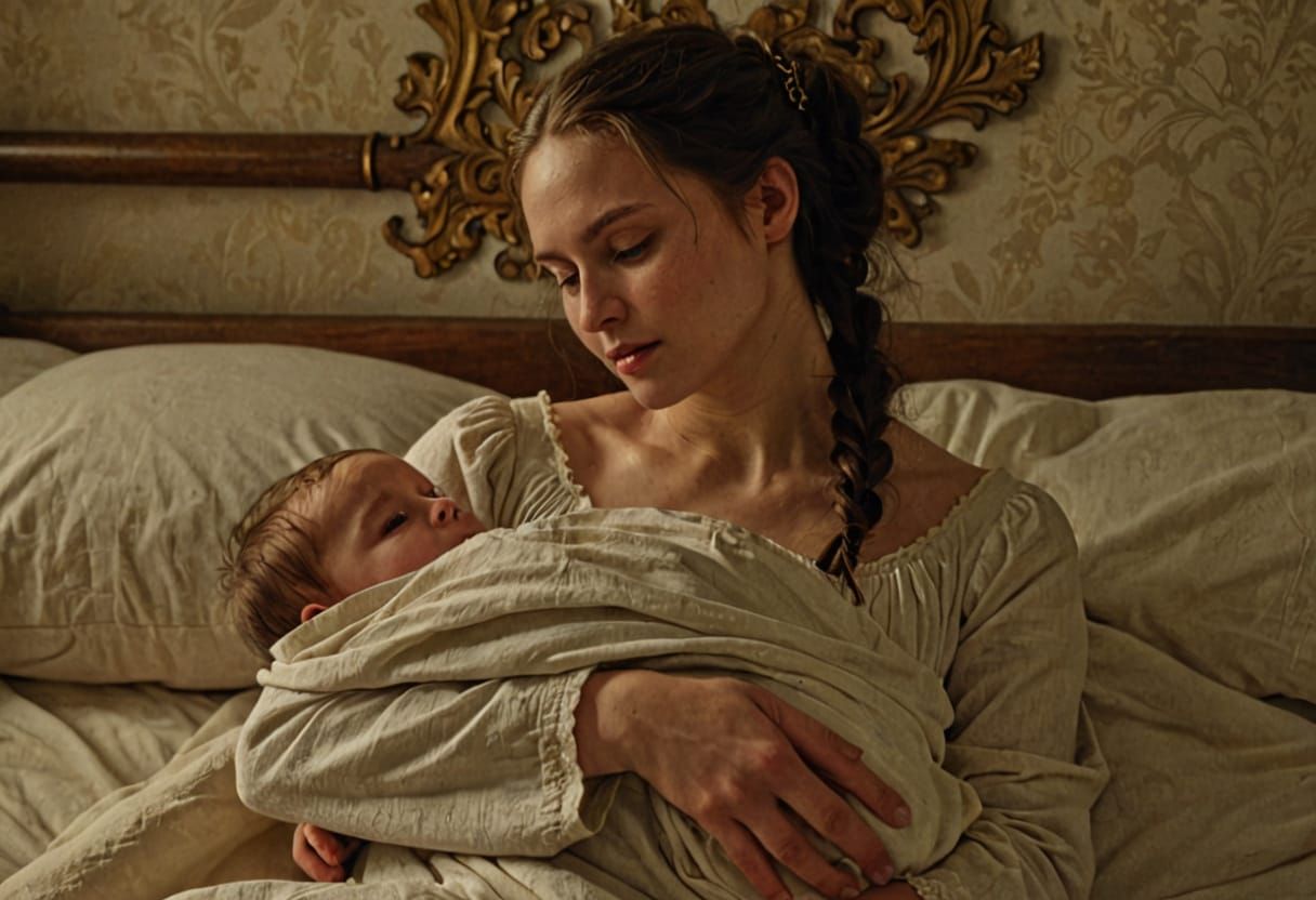 Phia Saban as Mina Murray a middle-class Victorian woman with a Light complexion Light eyes and long darker hair and wearing a not-very luxu...