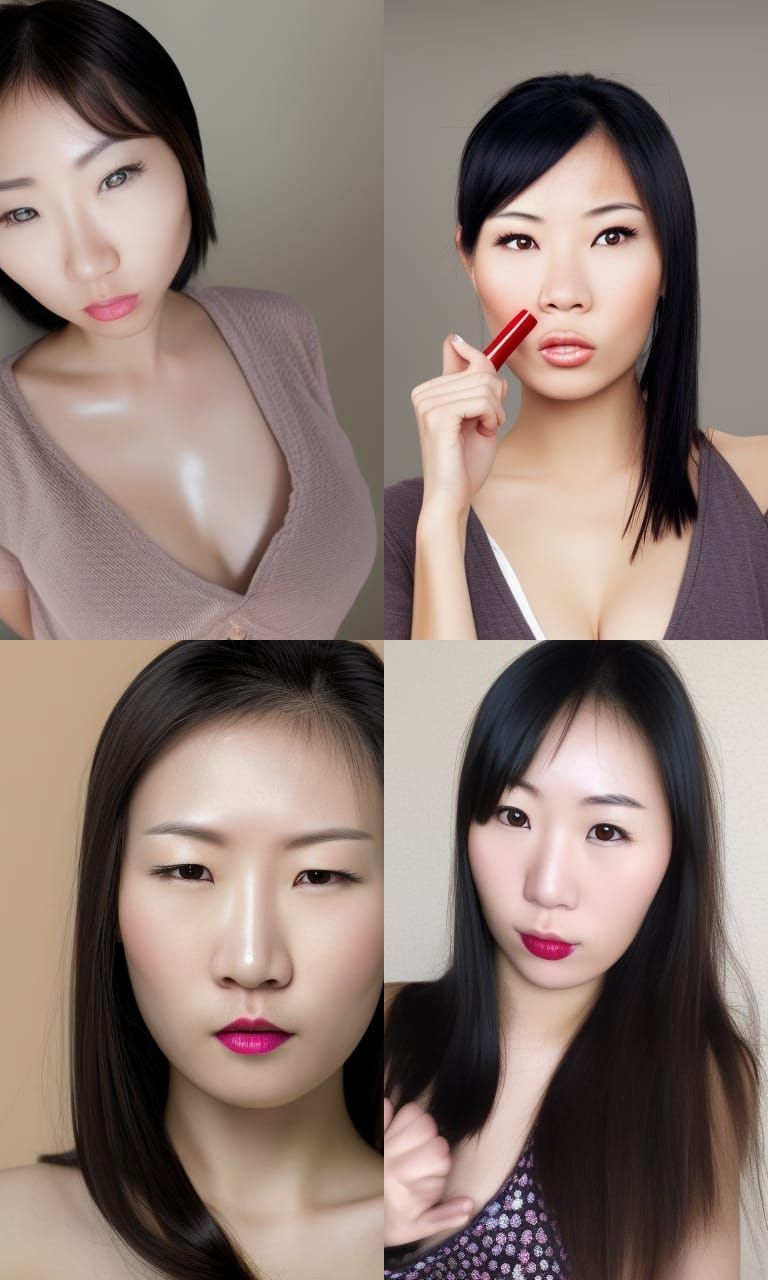 Asian woman with large shiny lips - AI Generated Artwork - NightCafe Creator