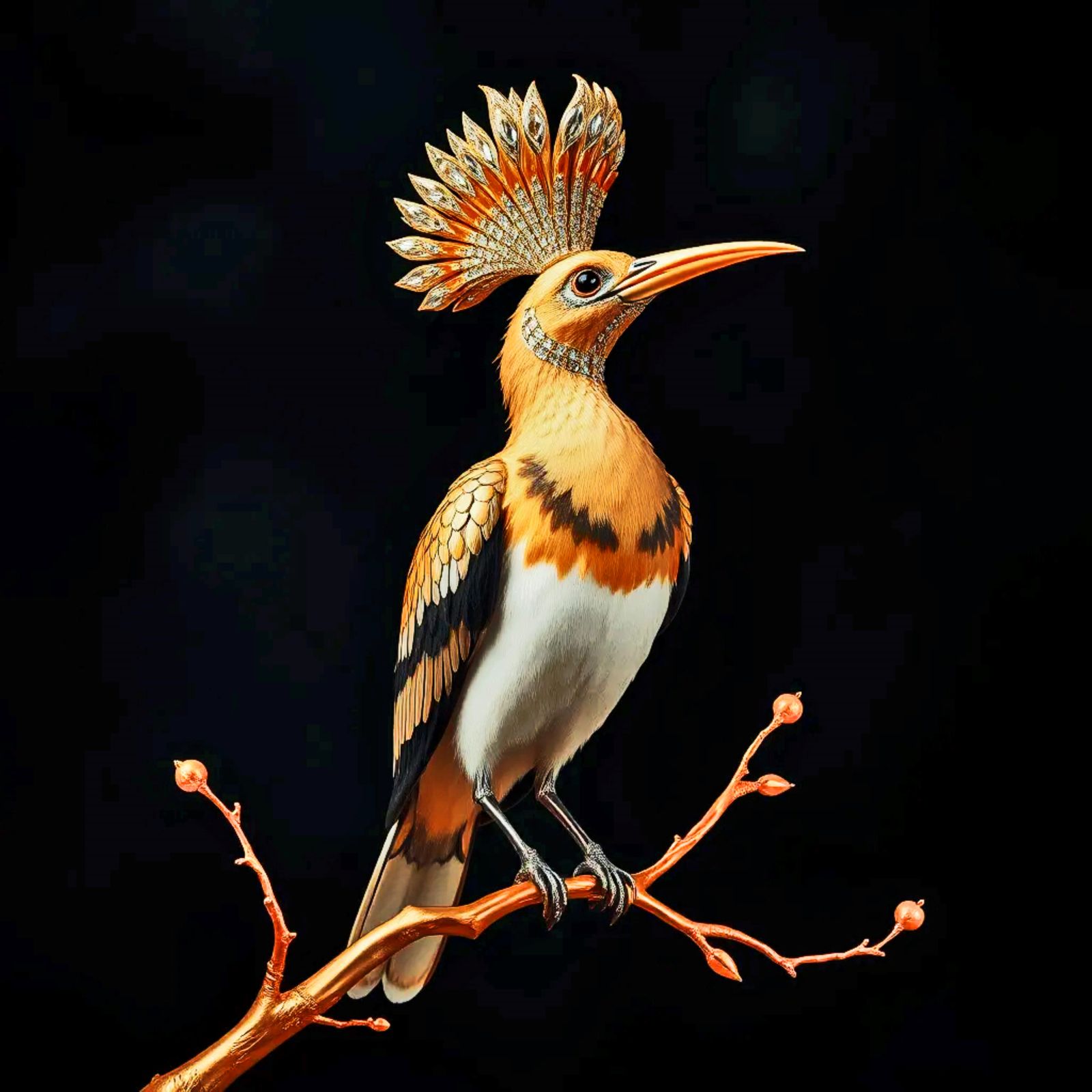 A majestic hoopoe bird,