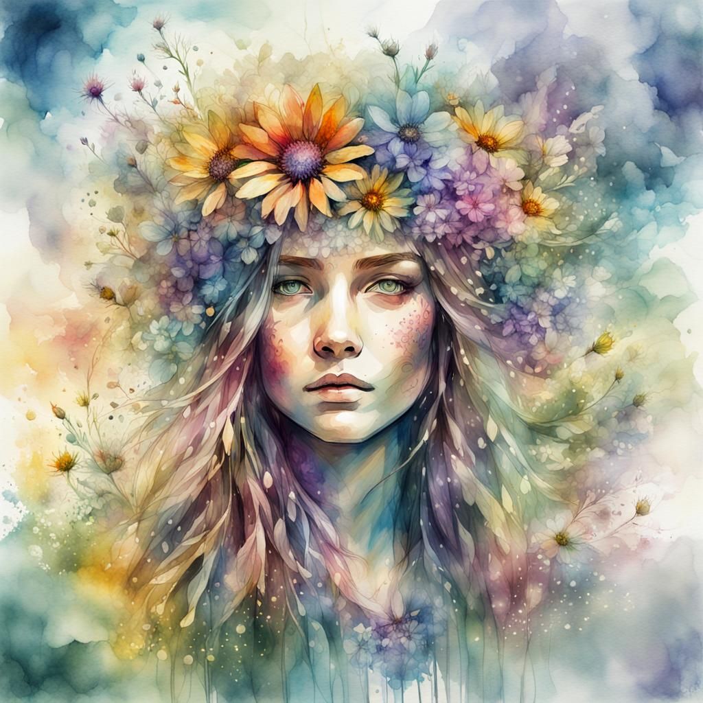 wildflower girl - AI Generated Artwork - NightCafe Creator