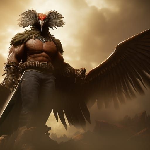 Dark Fantasy giant eagle monster, 3D Game Cinematic Feel, Ep...
