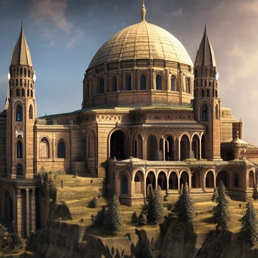 Romanesque Architecture Topped with Domes #2