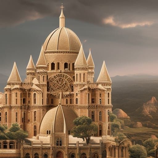 Romanesque Architecture Topped with Domes #3
