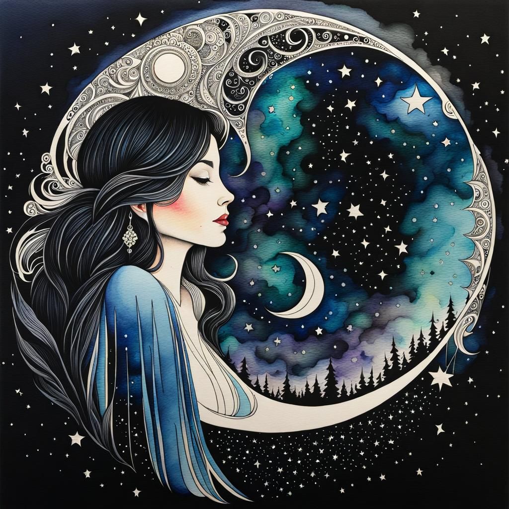 Moon Lady - AI Generated Artwork - NightCafe Creator