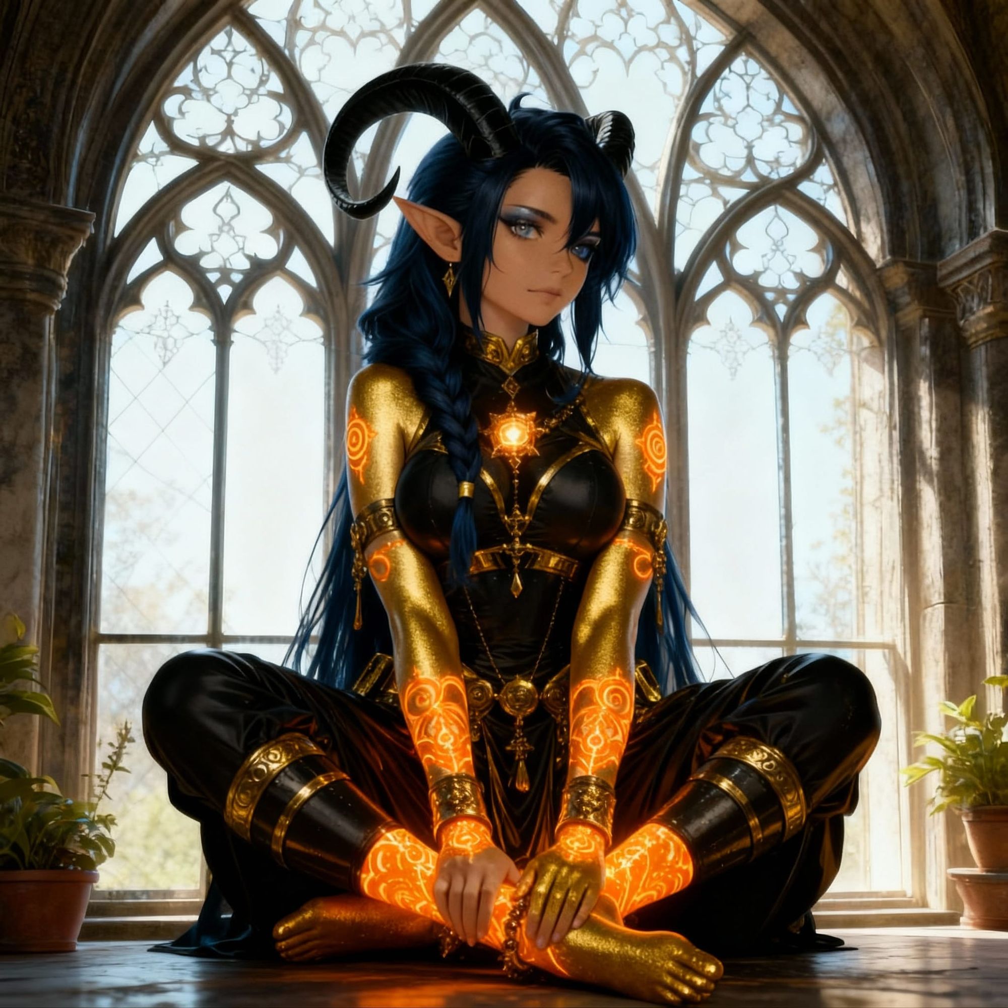 I want image one girl wearing and posed like girl in image two. - Start Image 1