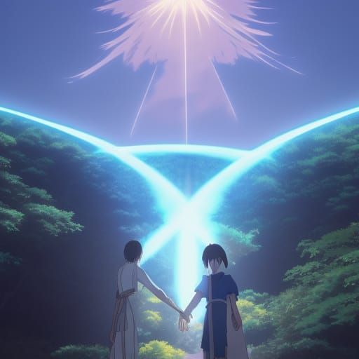 Male and Female mages holding back the great evil with rays ...