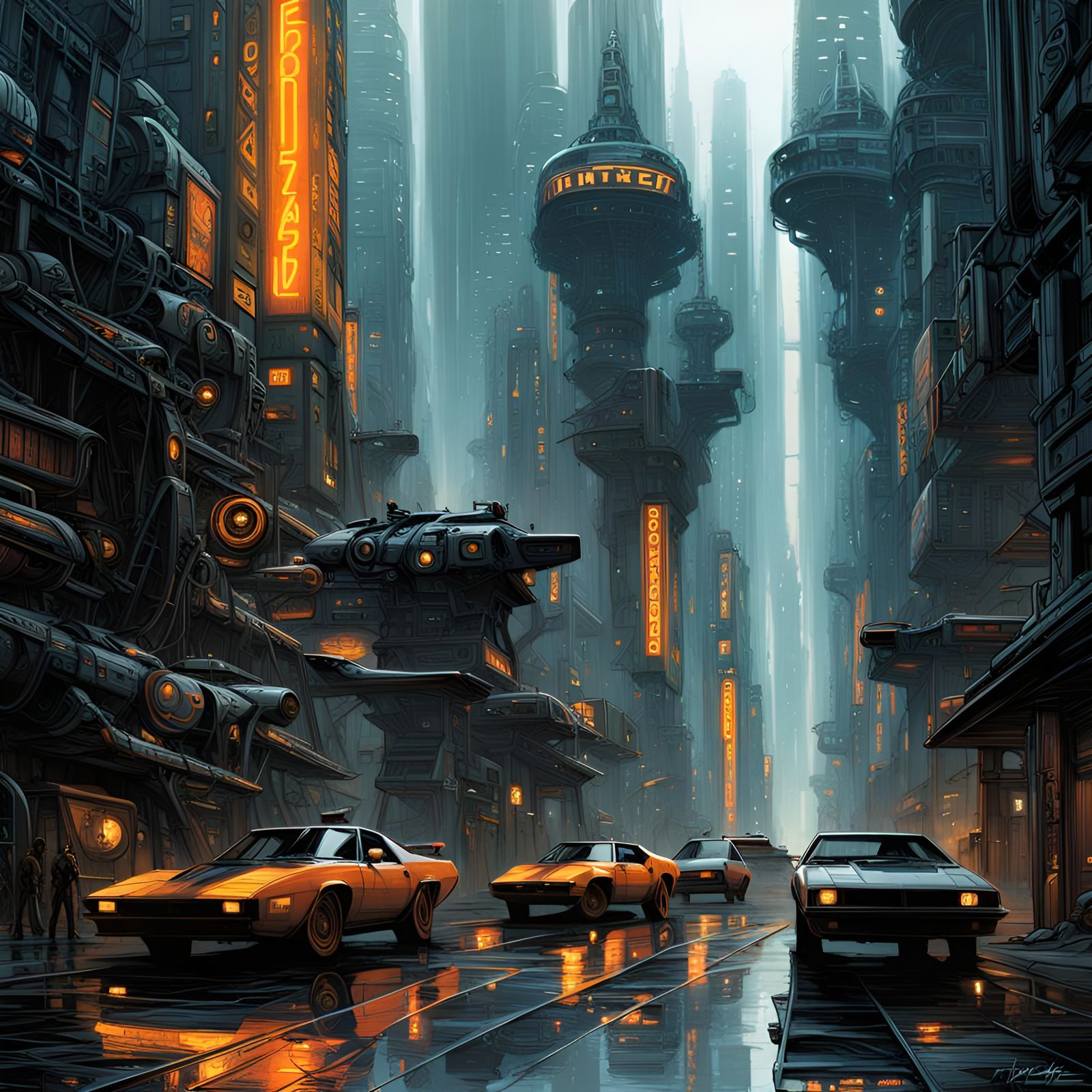 Yellow Cabs in the Steampunk New York City - AI Generated Artwork ...