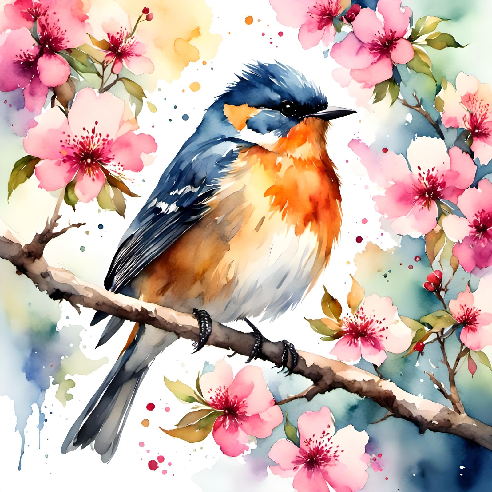 Little watercolor bird  by @St_Moses