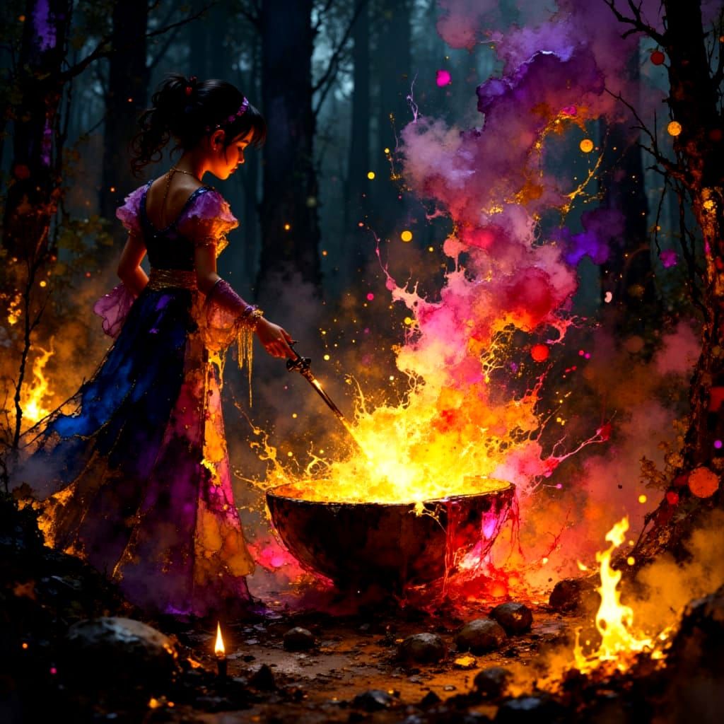 Hyperrealistic Fire Eaters at Night Party