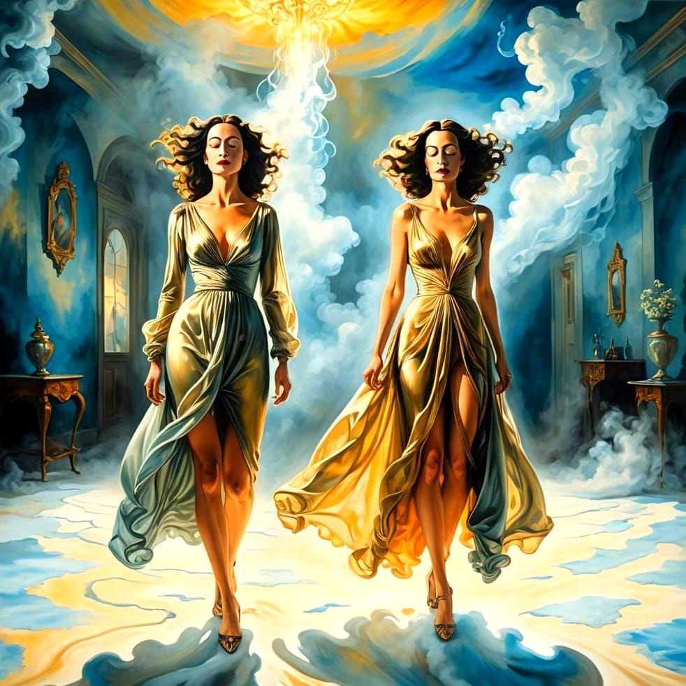 Mysterious Lady in Surreal Dramatic Setting