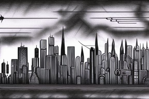 Futuristic City Drawing