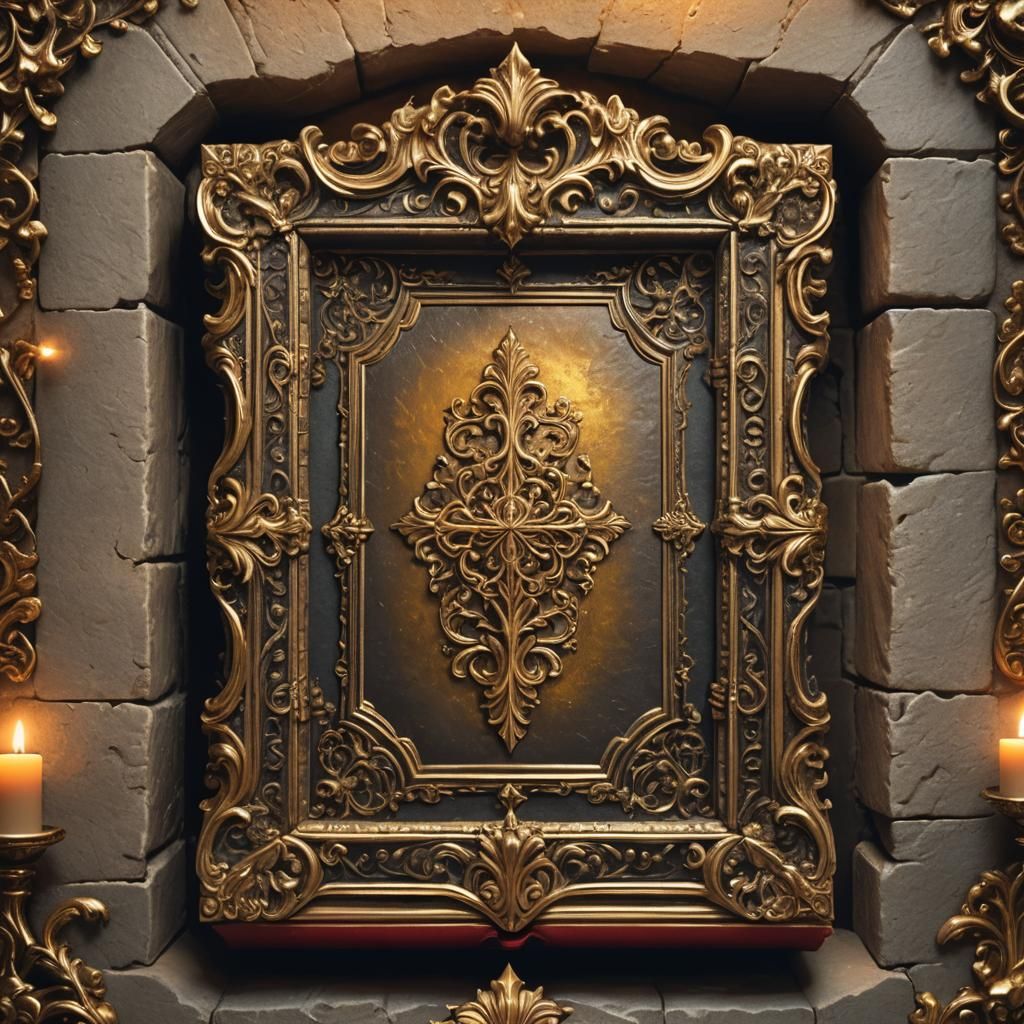 Ornate Baroque Frame with Holy Book
