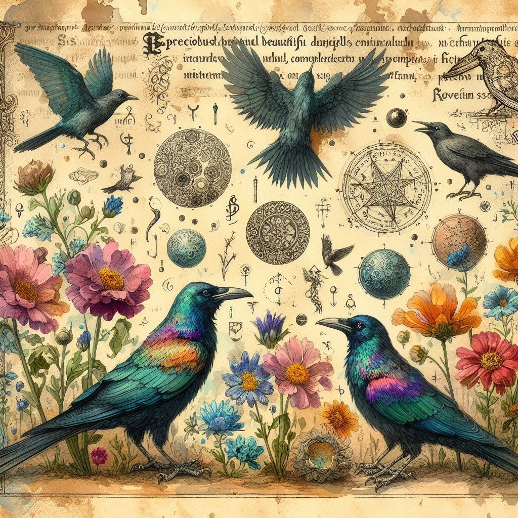 Flowers with Paper, and Ravens