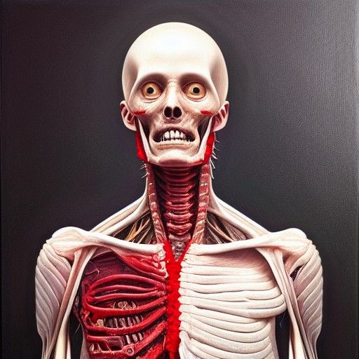 Horrific Human Anatomy Study in OIl Painting Style