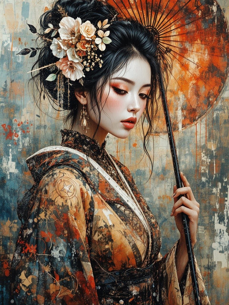 Geisha in a Fantasy Realm  by @AI-RT