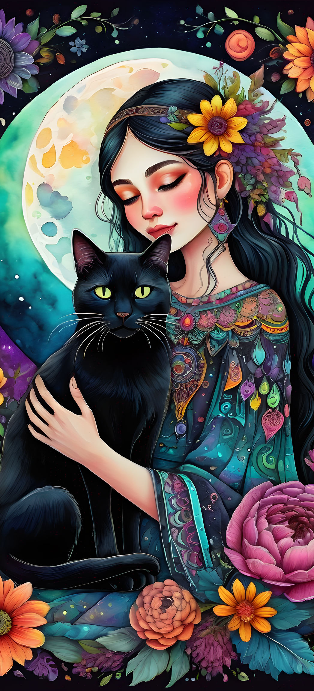 Woman and Cat