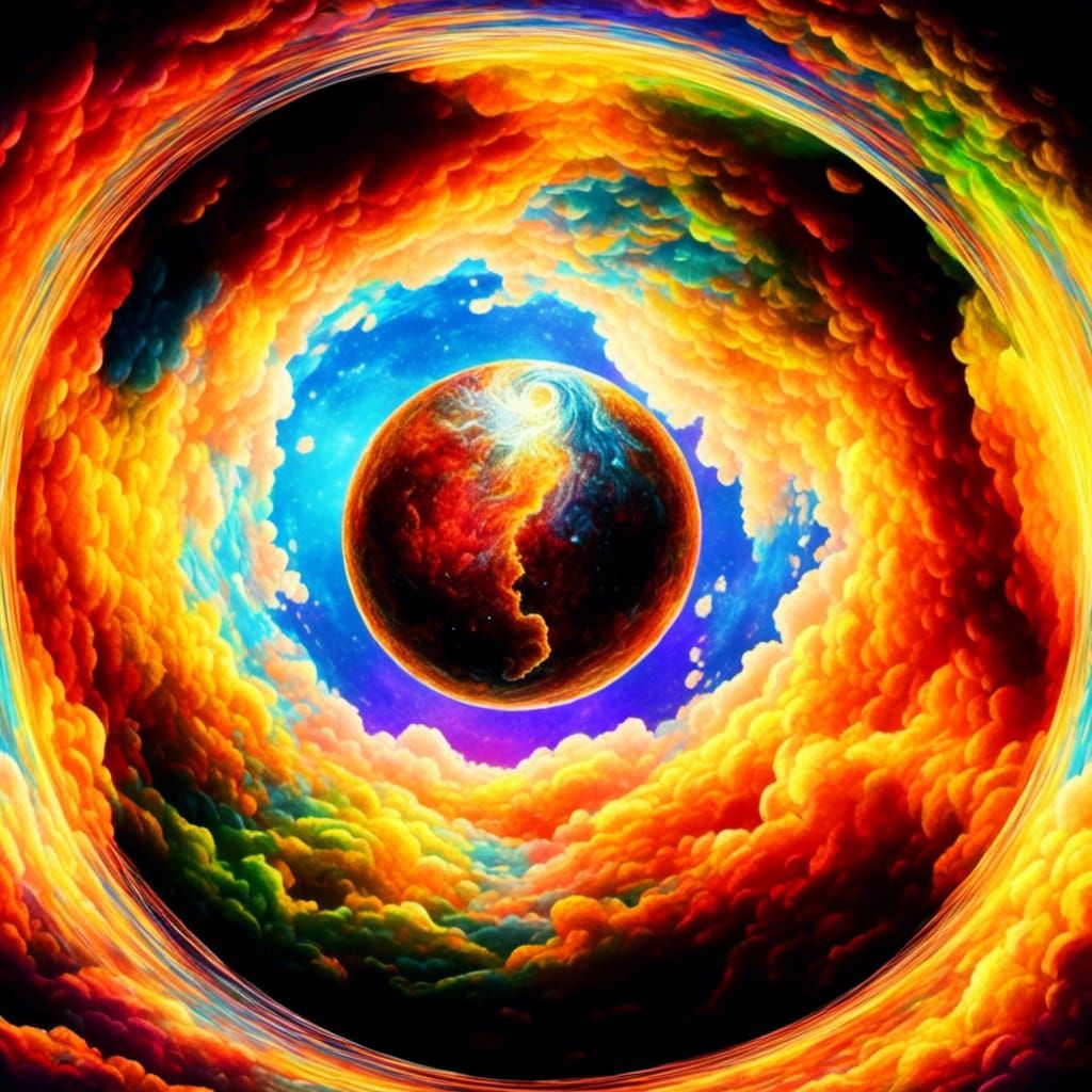 <lora:Kyoot:1.0> Psychedelic swirling stormy skies
