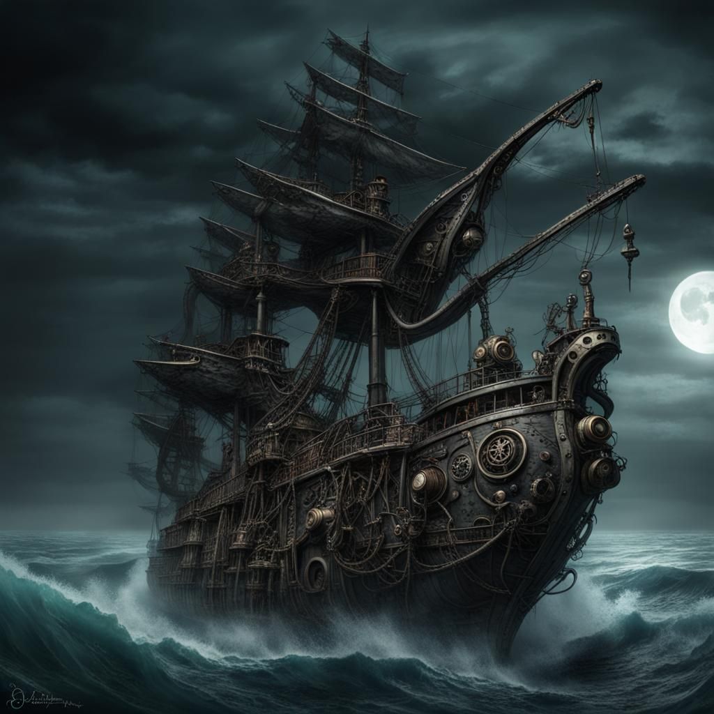 steampunk pirate ship - AI Generated Artwork - NightCafe Creator