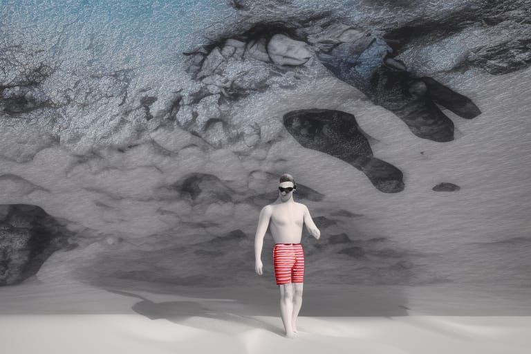 A Man at an Upside Down Beach