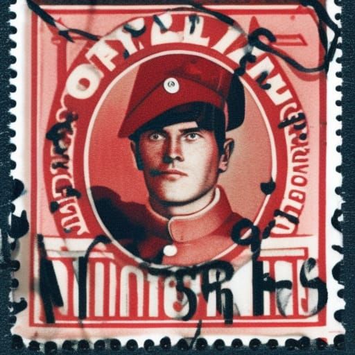 A postal stamp used by a soldier shown on his mail sent home AI