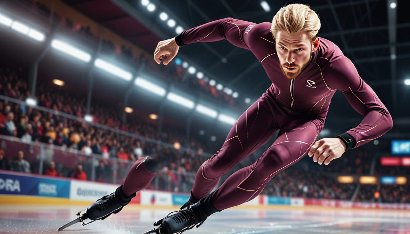 male speedskater, forgot his goggles and brought a third leg.  by @ReliablyInconsistent