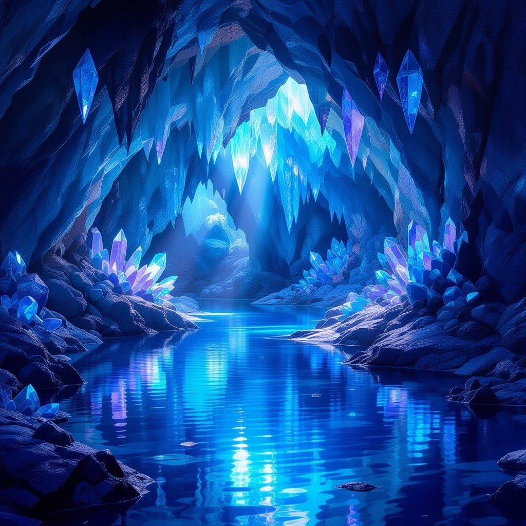 Magical Crystalline Cave with Ethereal Glow