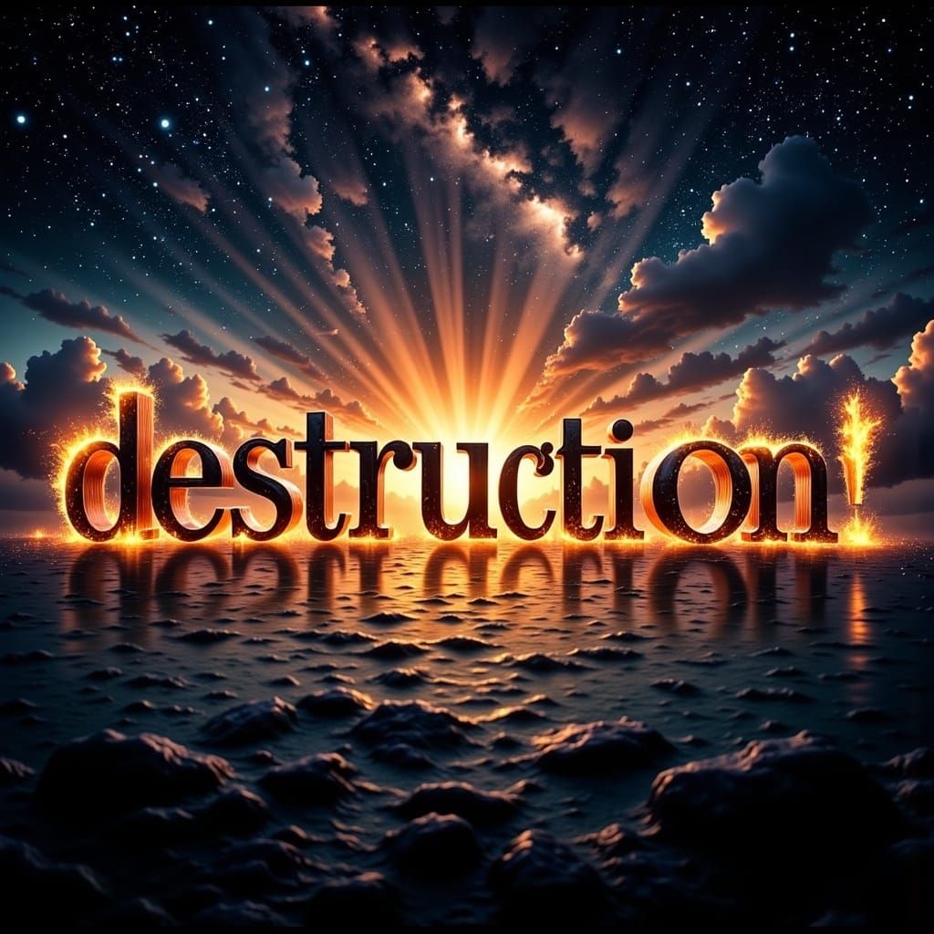the word "destruction!" written in Garamond font across the screen <lora:Grab Bag-Surprise:1.0> 
