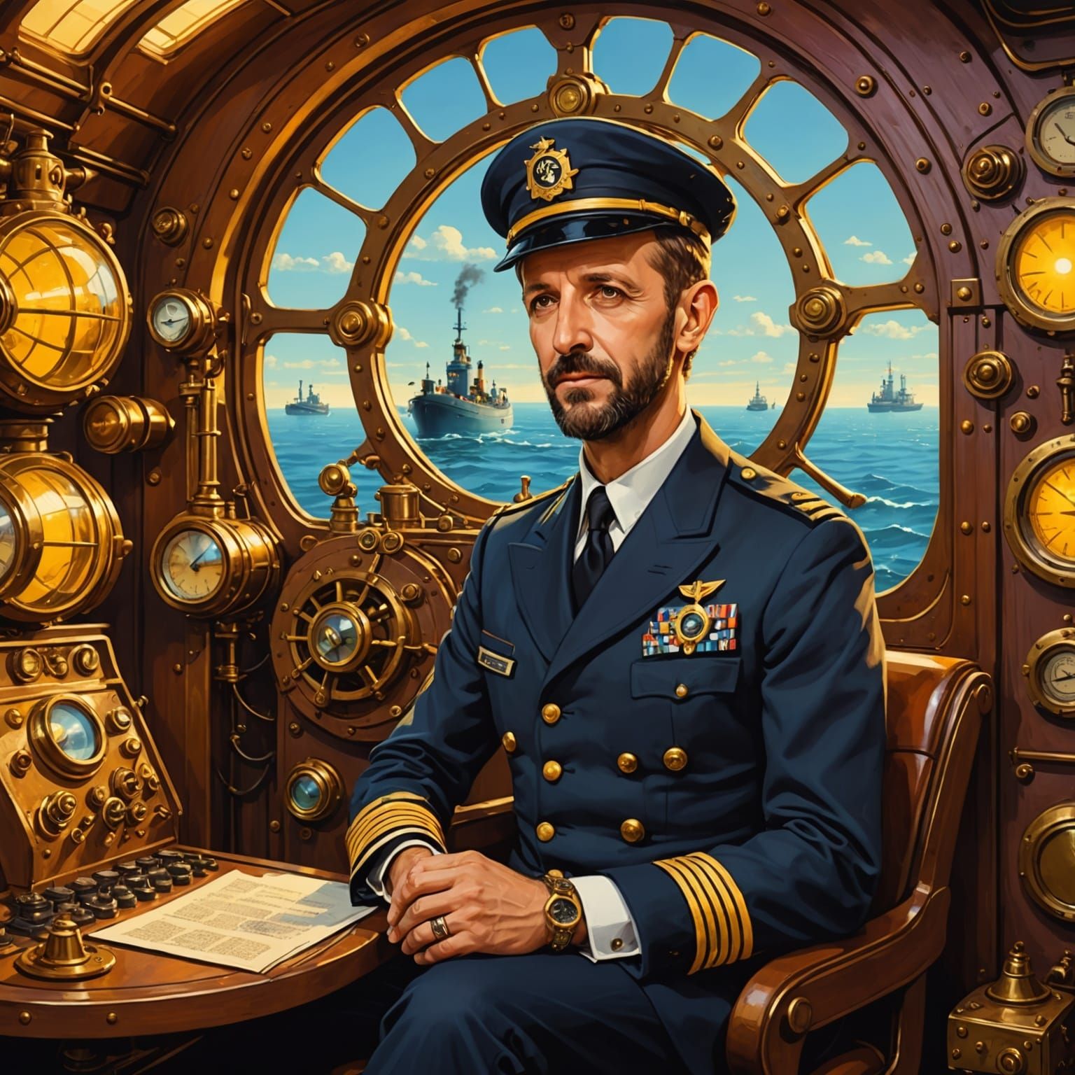 Ringo Starr as Steampunk Submarine Officer - AI Art