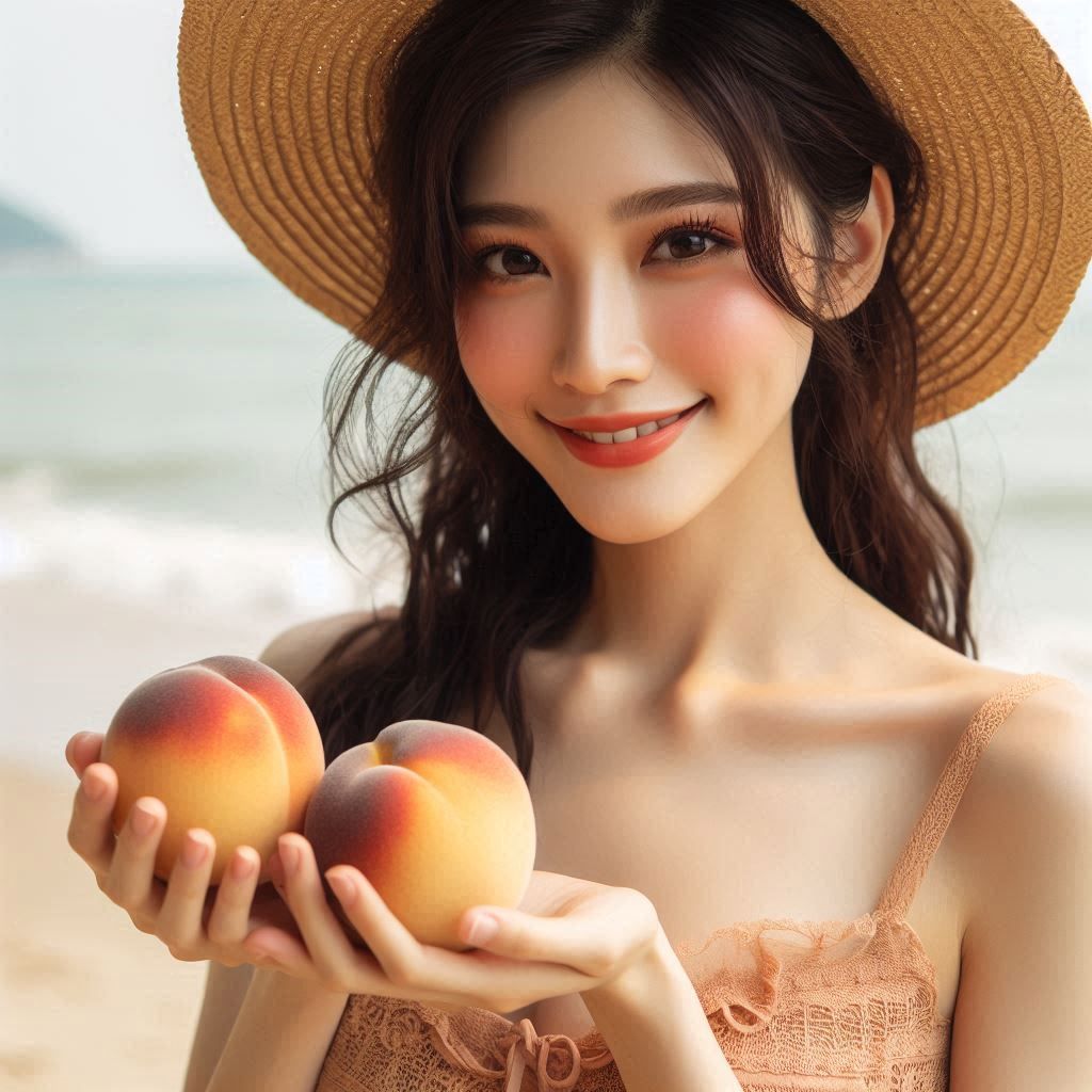 Girl with peaches