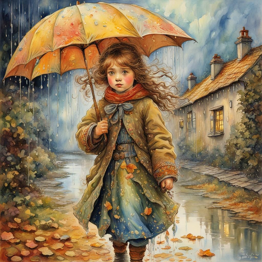 Girl in the rain.
