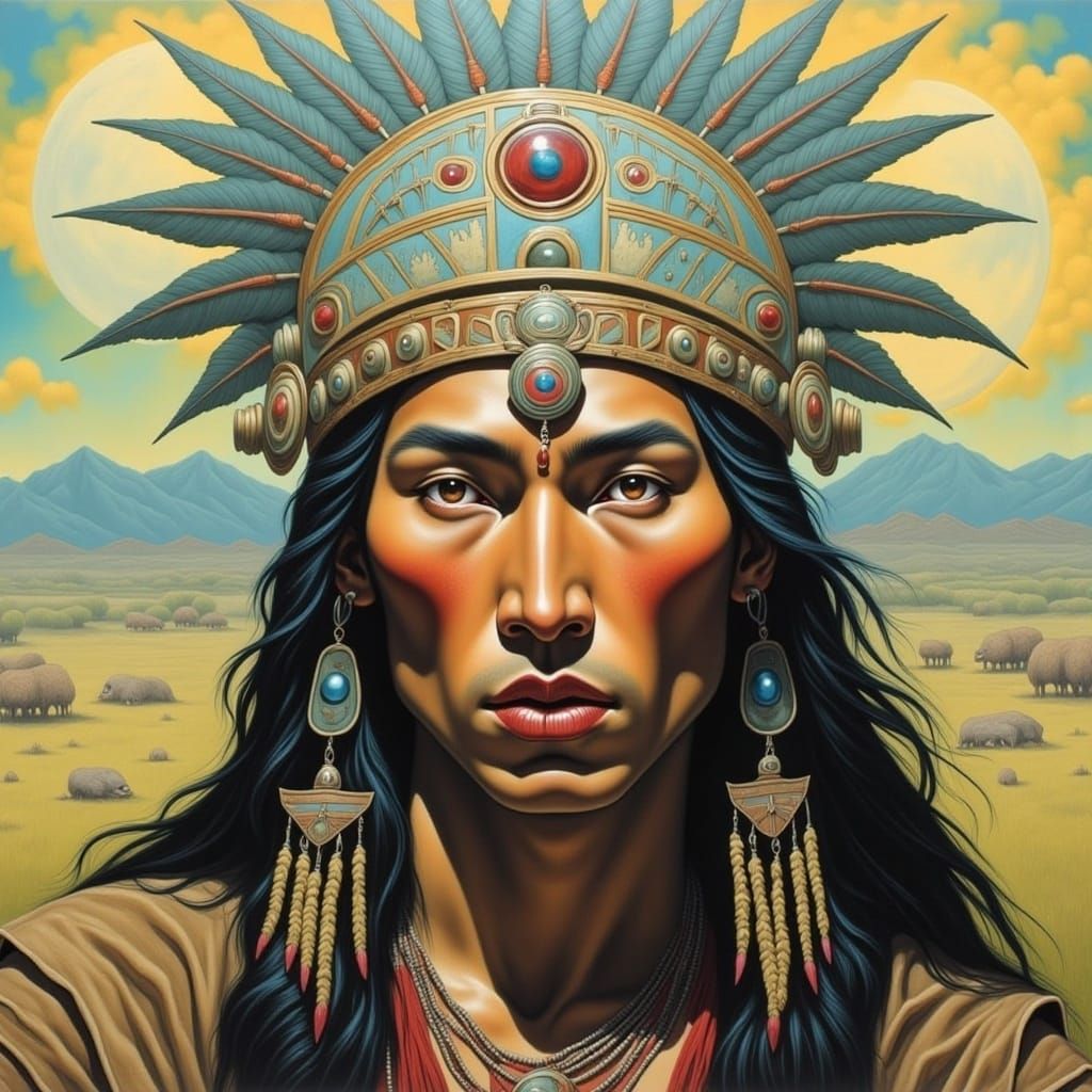  <lora:Native American Flux:1.0>