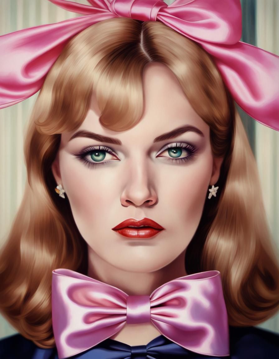Polaroid camera snapshot of retro fashion satin bow blouse 1...