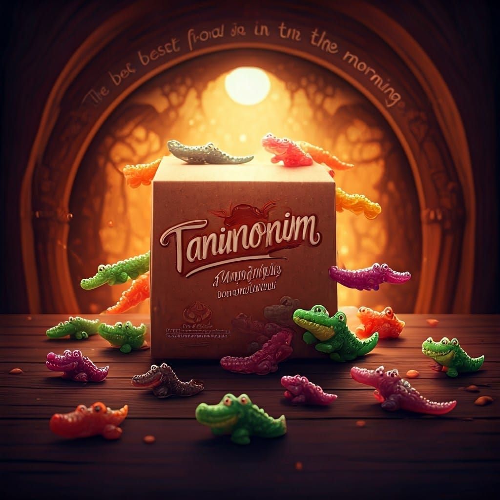 Candy Alligators Package in Fantasy Concept Art Style