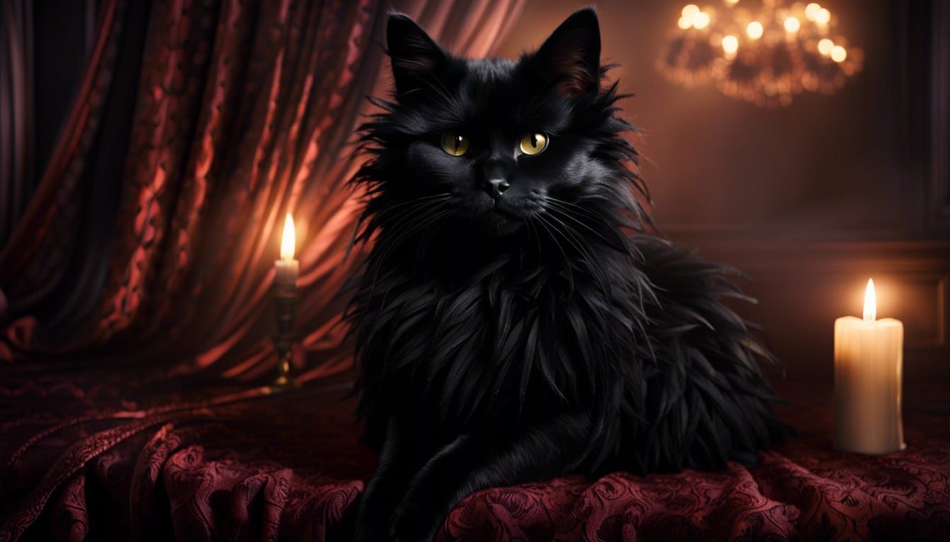 fluffy black cat - AI Generated Artwork - NightCafe Creator