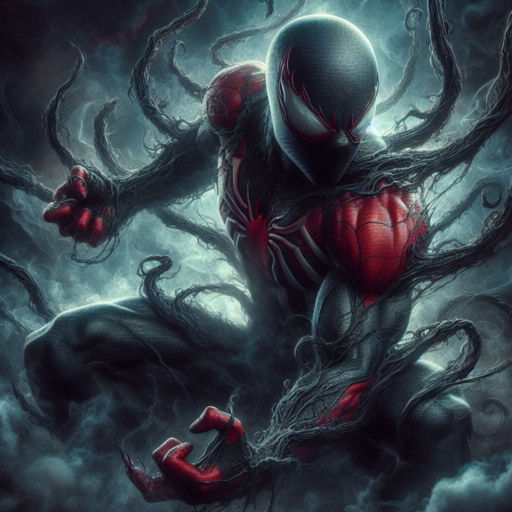 Spider-Man fighting against the Symbiote