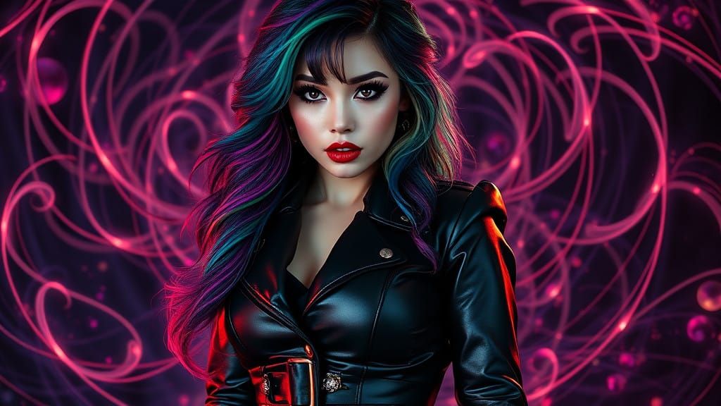 Gothic Goddess in Ethereal Black Light Art