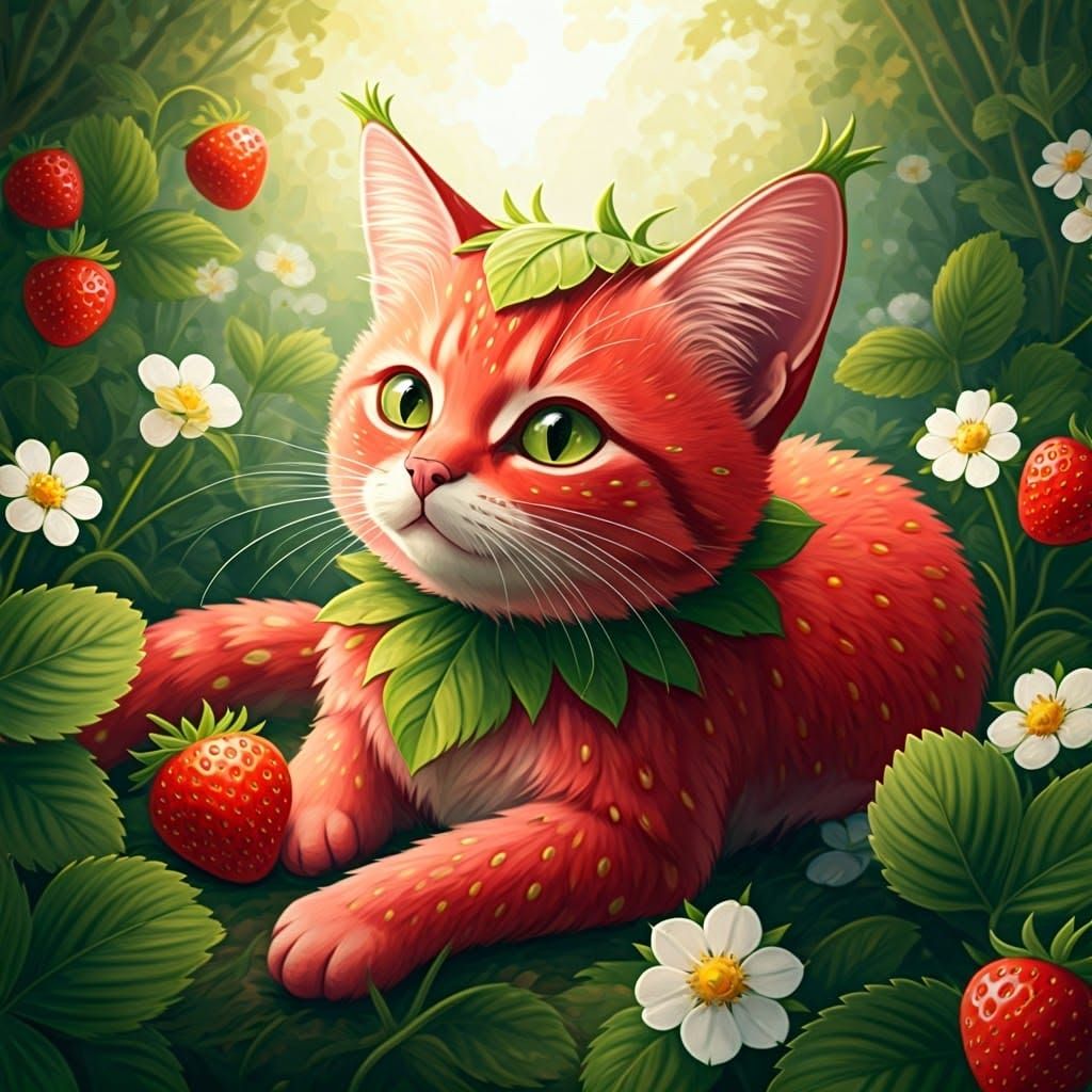 Strawberry cat  by @Roswarcus