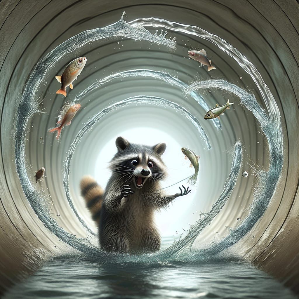 George found he could control water to get fish 😀  by @Tiny Pearl Cat