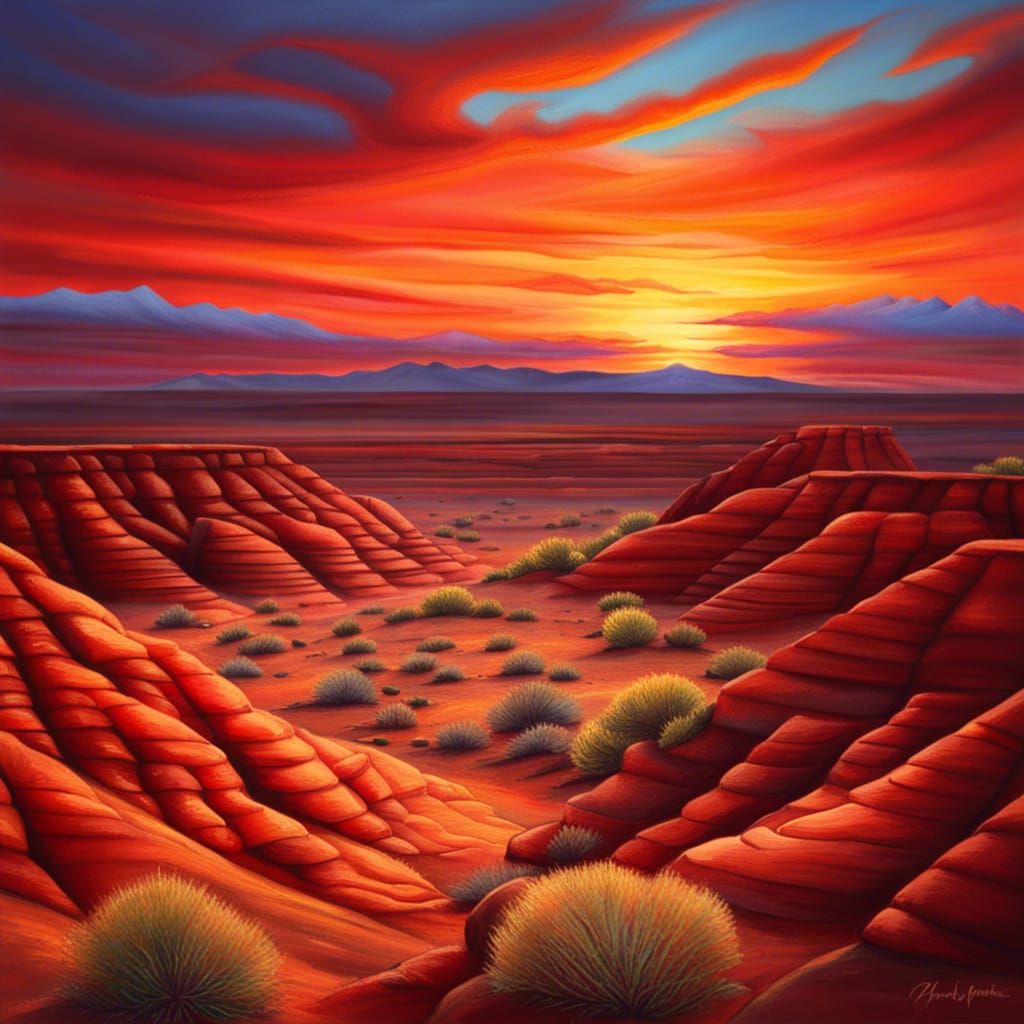 Tranquility of the Painted Desert Sunsets,  the warm glow on...