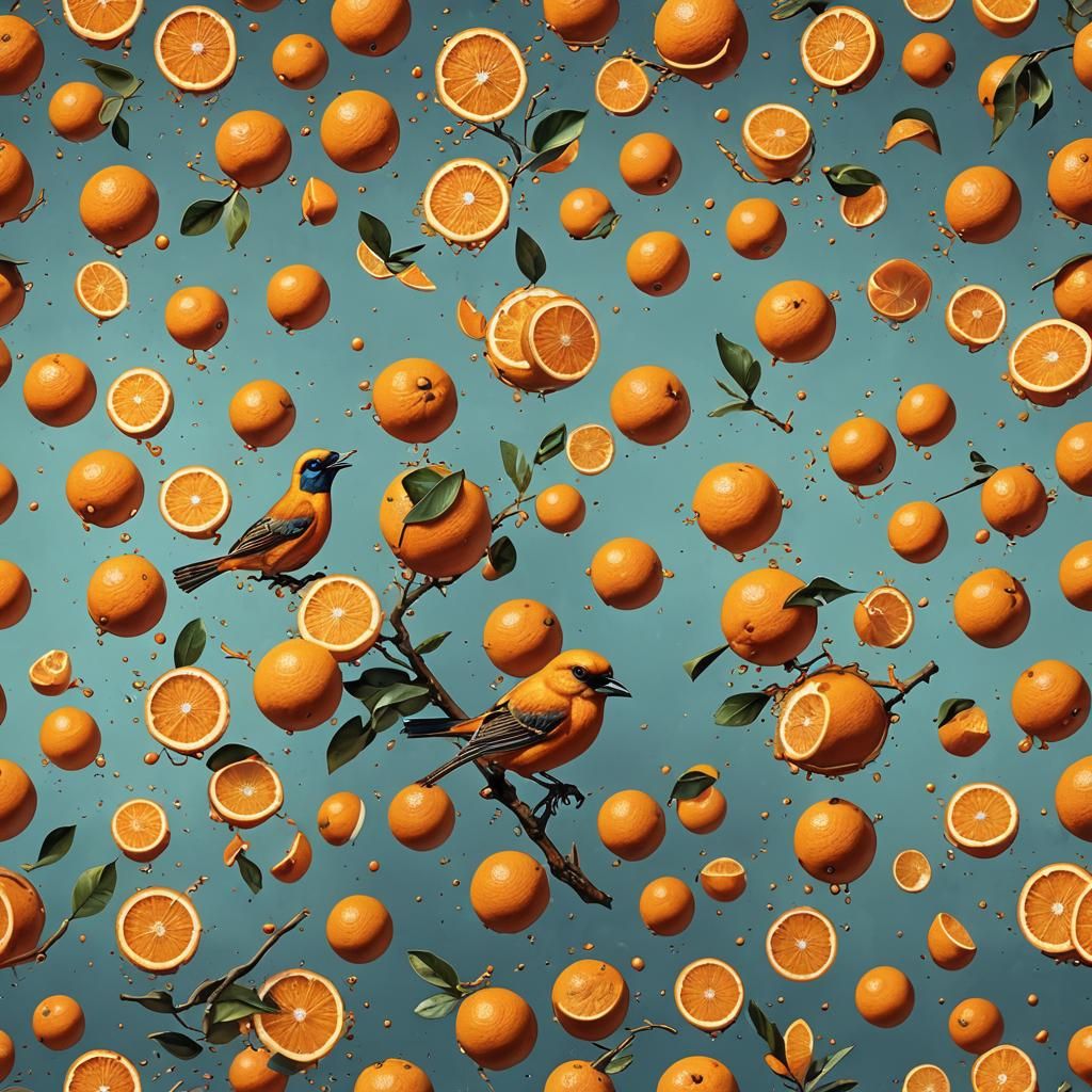 A BIRD MADE OUT OF ORANGES