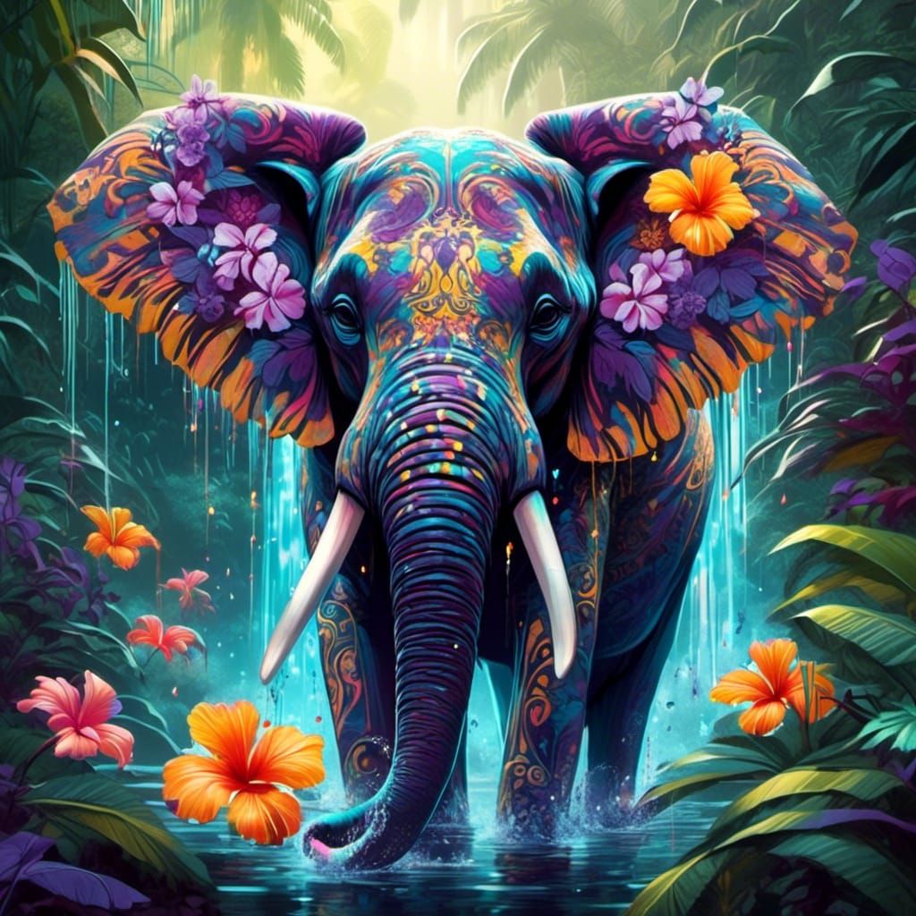 <lora:SuperHyperrealism:1.0> Sparkle Jungle mist waterfall f...